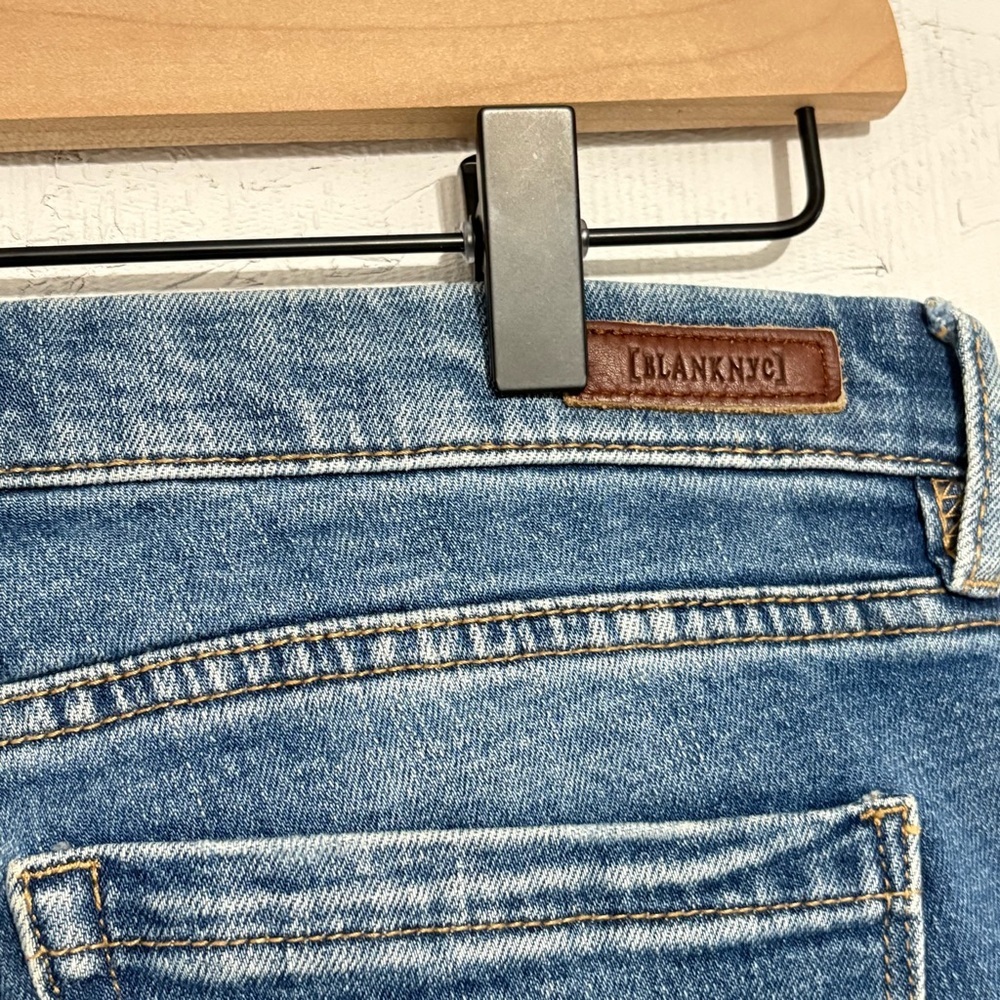 Blank NYC Light Blue Distressed Ankle Cropped Skinny Jeans MidRise Raw Hem Sz 27 - Picture 9 of 14